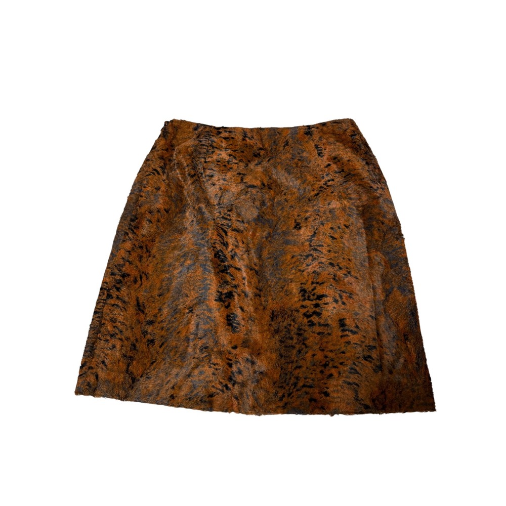 Roccobarocco 90s Faux Fur Mini Skirt Animal Print Brown Size 4